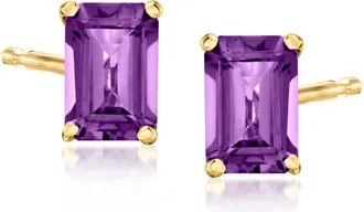 RS Pure by Ross-Simons Amethyst Stud Earrings in 14kt Yellow Gold