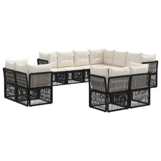 vidaXL Conjunto De Sof&aacute;s De Jard&iacute;n 11 Pcs Negro Rat&aacute;n Sint&eacute;tico Vidaxl