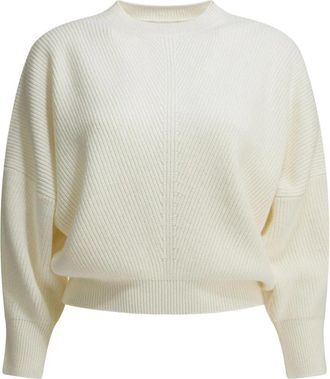 SA SU PHI Ribgebreide trui met col - Dames - Cashmere truien - Wit - S - Kasjmier - Truien & Vesten