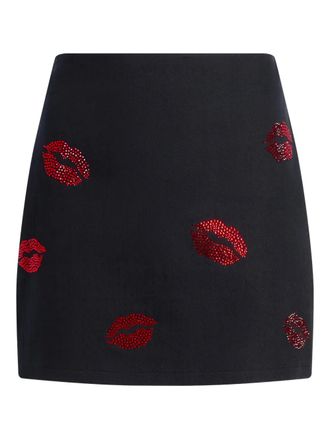 Cinq &agrave; Sept embellished denim mini skirt - Black