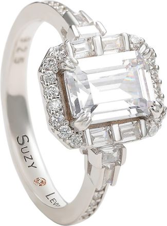 Suzy Levian Sterling Silver Cubic Zirconia Ring in White at Nordstrom Rack, Size 5.5