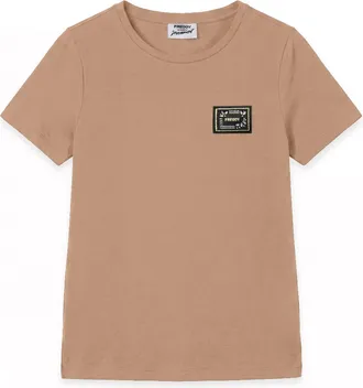 Freddy T-shirt girocollo in cotone e modal con patch e strass