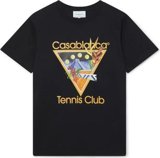 Casablanca Tennis Club Icon T-shirt - Heren - T-shirts - Zwart - S - Katoen - Tops