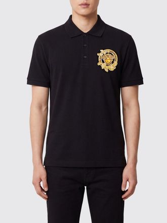 Versace Polo in cotone a maniche corte con logo Medusa a contrasto
