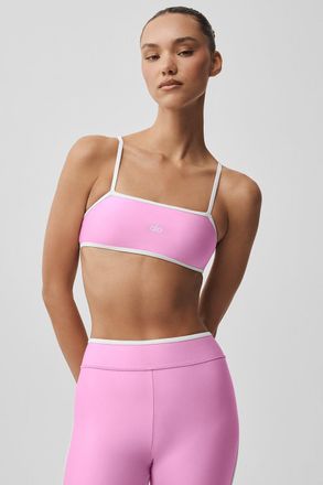 Alo | Airlift Charger Bra in Candy Heart Pink/White, Size: Medium