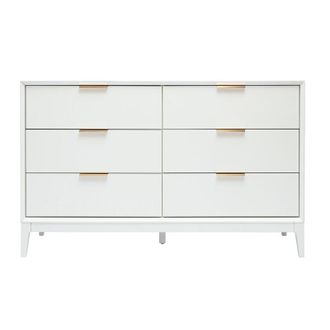 Miliboo Com&ograve; bianco opaco e metallo dorato 6 cassetti L120 cm giana