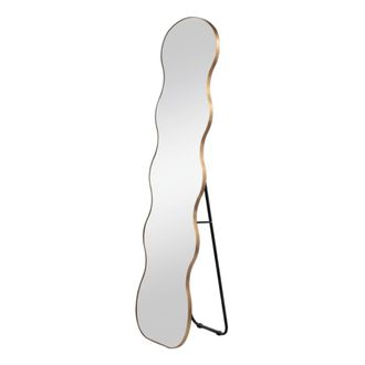 Oresteluchetta Espejo de pie/pared mdf negro borde oro 170x50x35 cm