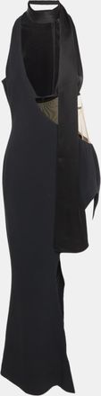 DAVID KOMA Black Crepe Cut-Out Long Dress