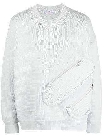 Off-white zip-compartment crew-neck sweatshirt - Grey
