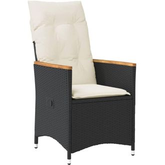 vidaXL Sill&oacute;n Reclinable De Jard&iacute;n Con Cojines Rat&aacute;n Sint&eacute;tico Negro Vidaxl