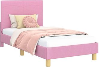 vidaXL Cama Para Ni&ntilde;os Con Cabecero Con Cabecera Rosa 80 X 160 Cm Tela Vidaxl