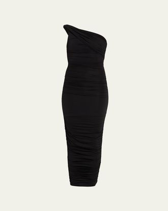 L'agence Cheryl Shirred Midi Dress