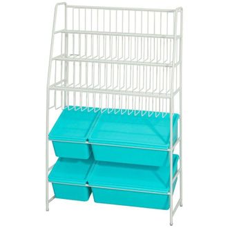 SoBuy Sobuy Caja Para Juguetes Con 3 Estantes Azul 61,01x24,99x102,01cm Industrial Kmb07-b