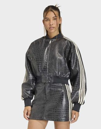 adidas Originals Giacca in pelle sintetica nera-Nero