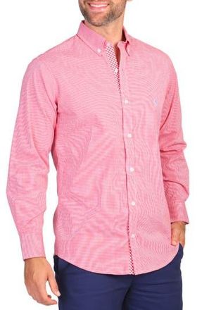 Tailorbyrd Micro Gingham Long Sleeve Button-Down Shirt in Red at Nordstrom Rack, Size Medium