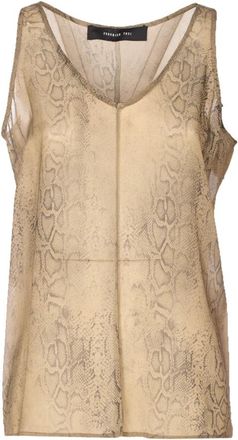 Federica Tosi Canotta Georgette Stampa Pitone - Dames - Tops zonder mouwen - Beige - L - Tops