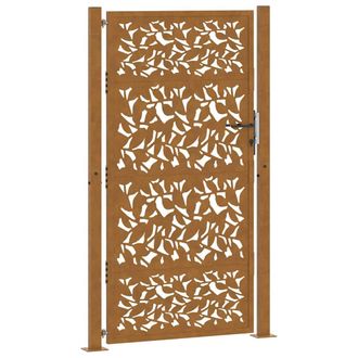 vidaXL Cancello Da Giardino 105x180 Cm Acciaio Corten Design A Foglia - Vidaxl