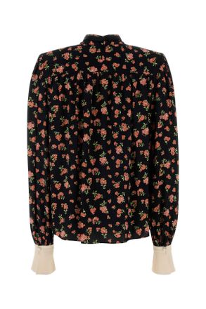 Valentino Garavani Womens Printed Crepe Shirt Nero+multicolor Exterior: Viscose Camicie