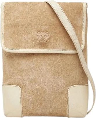 Loewe Pre-owned Cross Body Bags, female, Beige, Size: ONE SIZE Pre-owned Suede shoulder-bags