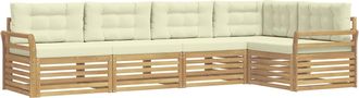 vidaXL Conjunto De Sof&aacute;s De Exterior 5 Uds. Blanco Y Crema Poli&eacute;ster Vidaxl