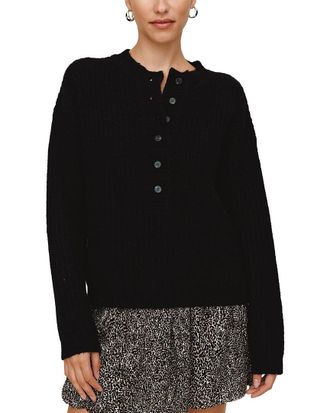 Bella Dahl Button Placket Wool & Cashmere-Blend Sweater