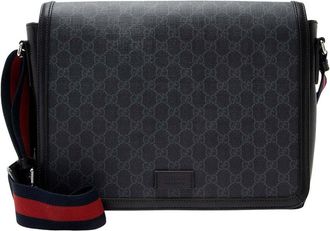 Gucci Black Gg Supreme Canvas Web Large Messenger Bag (Authentic Pre-Loved)