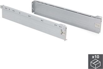 Emuca Lote De 10 Cajones De Cocina, Altura 86mm, Profundidad 500mm, Acero, Gris Metalizado