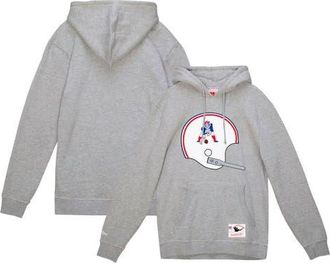 Mitchell & Ness Mens Mitchell & Ness Heather Gray New England Patriots Helmet Logo Vintage Pullover Hoodie at Nordstrom, Size Xxx-Large