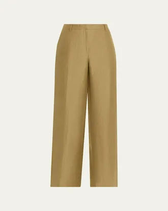 Lafayette 148 New York Gates High-Rise Straight-Leg Linen-Blend Pants