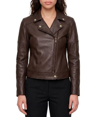 Frye Loretta Biker Jacket In Moka Brown
