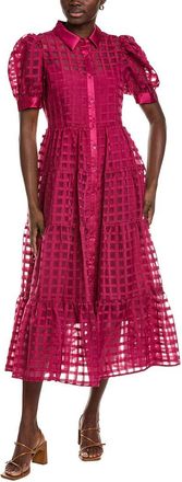 English Factory Gridded Organza Tiered Maxi Dress