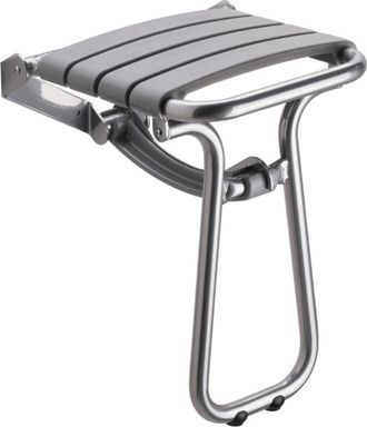 Pellet Pellet - Pmr Asiento De Ducha Escamoteable Essential Confort Con Pie De Aluminio Epoxi Gris, Lamas Grises