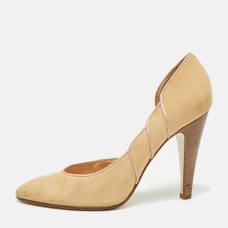 Bally Light Brown Nubuck Leather Dorsay Pointed Toe Pumps