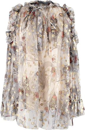 Alexander McQueen Eve Cold-shoulder Sheer Blouse Size S
