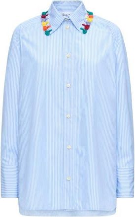 C&acirc;llas Milano LYN Tassel collar shirt MC in Blue at Nordstrom, Size 4L