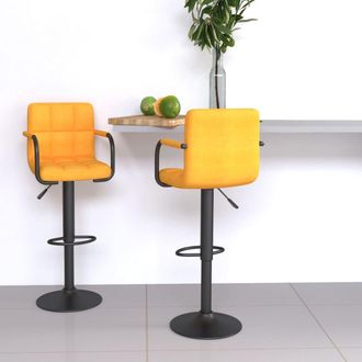 vidaXL Taburetes De Cocina 2 Unidades Tela Amarillo Mostaza Vidaxl