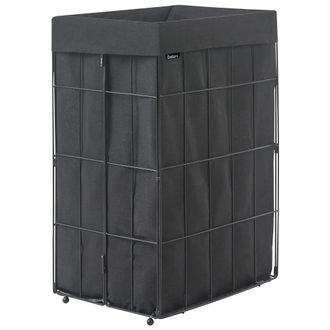 Beliani Cesto Para La Ropa Sucia Plegable Estructura De Metal Forro De Tela Hecho A Mano Cuarto De Ba&ntilde;o 72l Negro Culpina