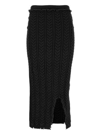 Laneus knitted midi skirt - women - Merino - 42 - Black