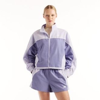 New Balance Mujer Trackside Woven Jacket en P&uacute;rpura, Polywoven, Talla 2XL