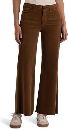 Kut from the Kloth Meg High Rise Velvet Wide Leg Pant In Cognac