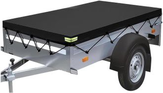 OEM Lona Para Remolque, 214 X 122 X 13 Cm, Impermeable, Con Cuerda Y Tiras Reflectantes, Pvc 420d, 750 Kg, Negra, Plana, Resistente Al Viento Y A Los Desg