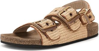 AllSaints Staffa Raffia Sandals Womens Sandals Natural Brown : 10.5 M, Leather