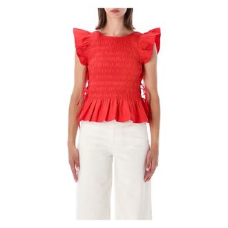 Ganni Dames, Blouses & Shirts, Rood, Maat: XS