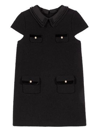 Maje beaded-collar four-pocket mini dress - Black