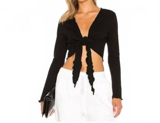 BCBGeneration Lettuce Leaf Trim Shrug Top In Black