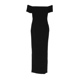 Solace London Nile Off-Shoulder Maxi Jurk - Dames - Maxi kleedjes - Zwart - S - Polyester - Kleedjes