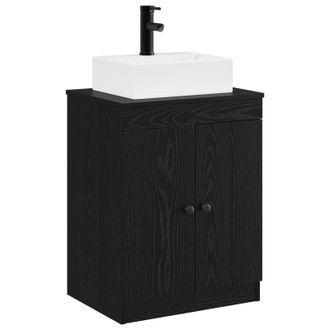 vidaXL Juego De Muebles De Ba&ntilde;o Roble Negro Madera De Ingenier&iacute;a Vidaxl