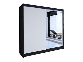 Mirjan24 Armario Closico Cavaris I, Negro + Blanco, 215x180x58cm, Puertas De Armario: Correderas, N&uacute;mero De Estantes: 5, Led