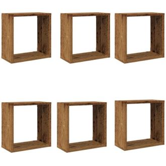 vidaXL Wall Cube Shelves 6 pcs Old Wood 30x15x30 cm Engineered Wood Vidaxl