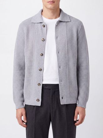 Lardini Cardigan in lana e cashmere con colletto classico e lavorazione a coste